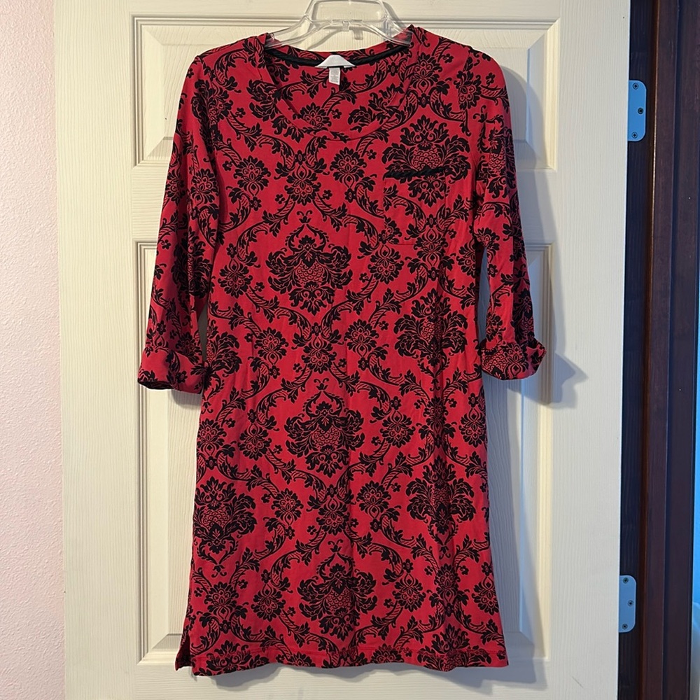 Soma Sleep Shirt Nightgown Loungewear Red & Black Medium